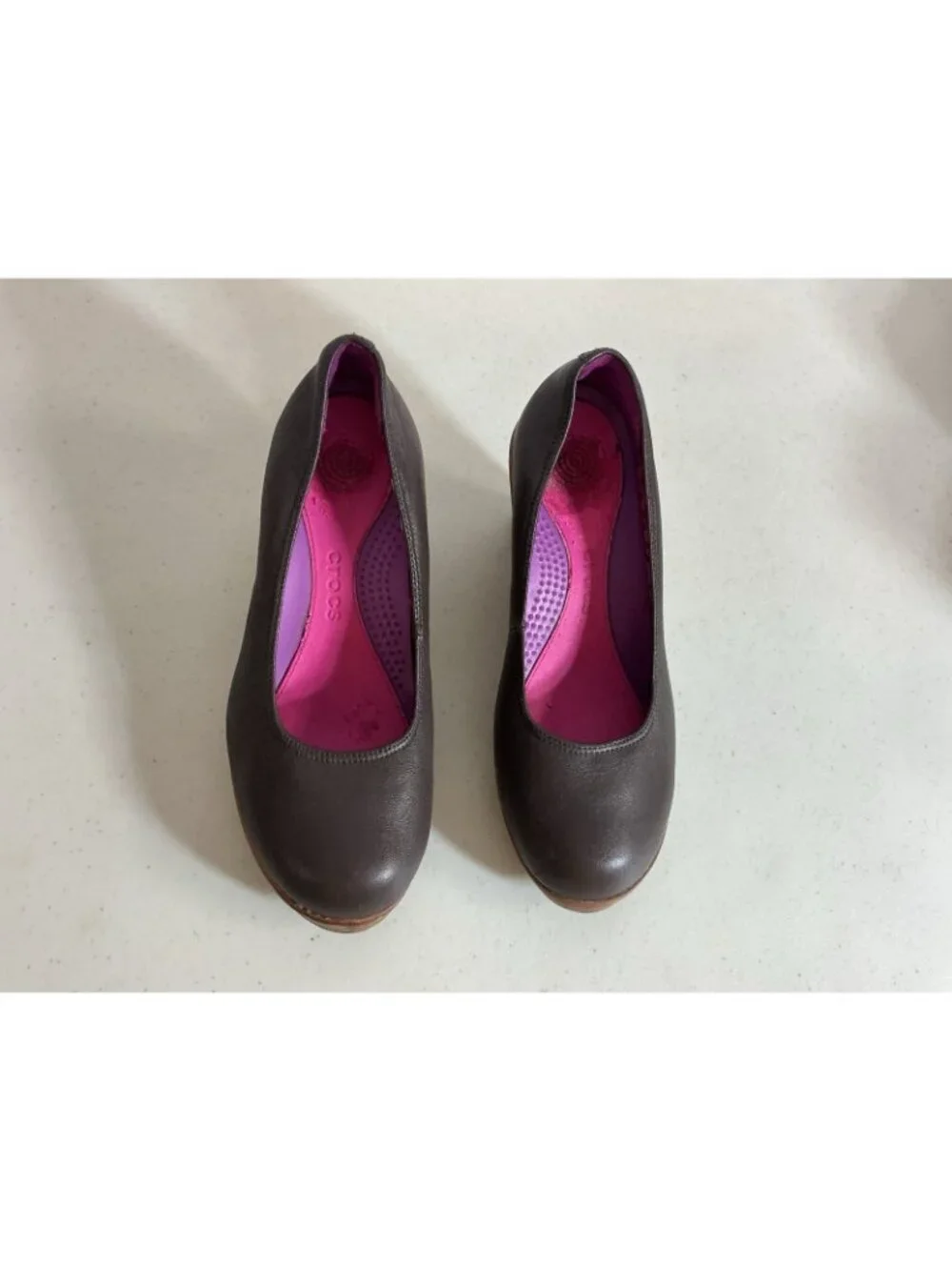 Crocs Leather Wedge Pumps Platform Womens 6